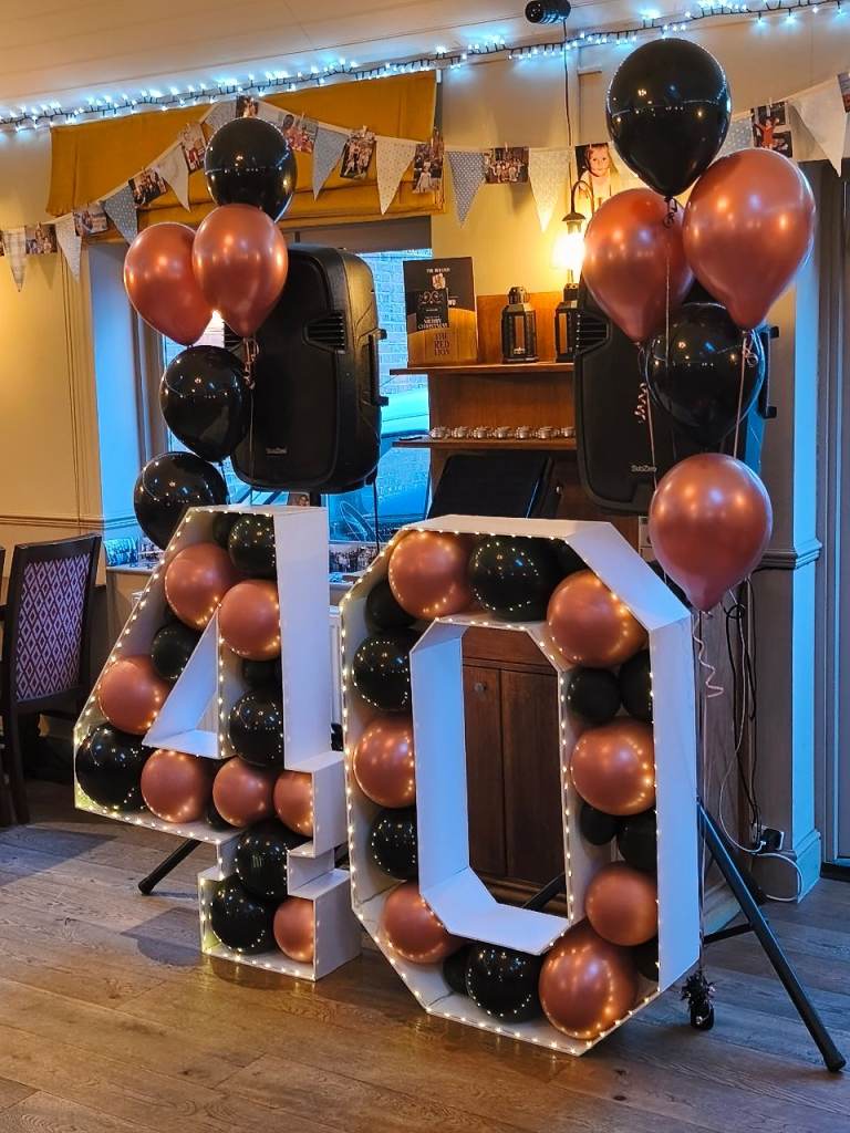 Free standing box number "40" with lights