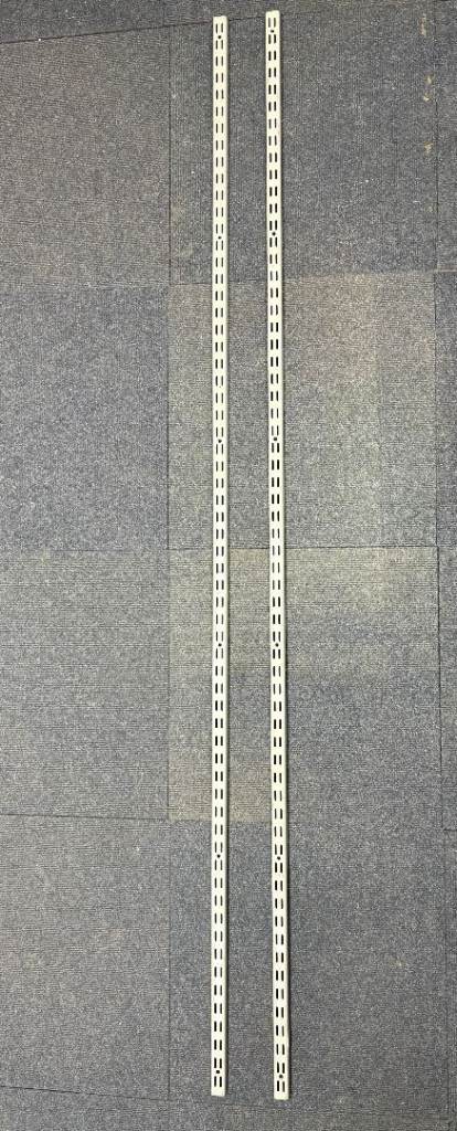 White Slotted Wall Standards/Uprights + Matching Brackets - Shop/Garage Shelving Lot!