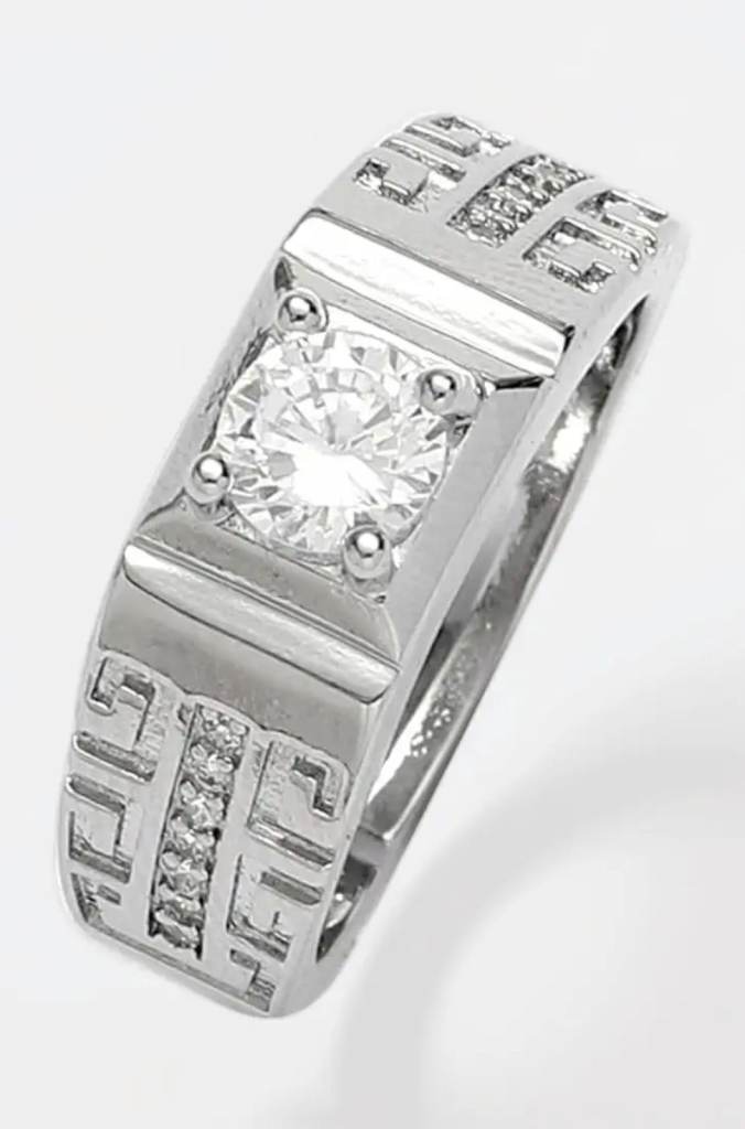 New Anti Tarnish Solitaire Finger Ring for Men - Adjustable