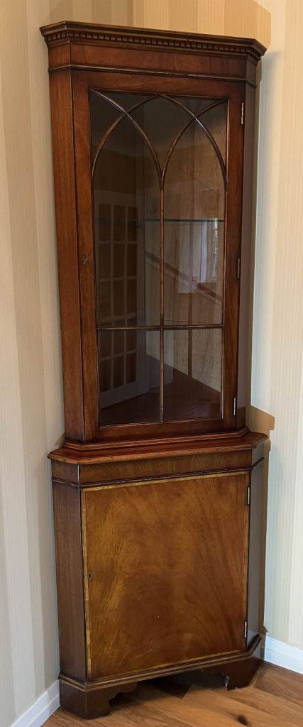 Corner Display Cabinet with Glass and Lighting