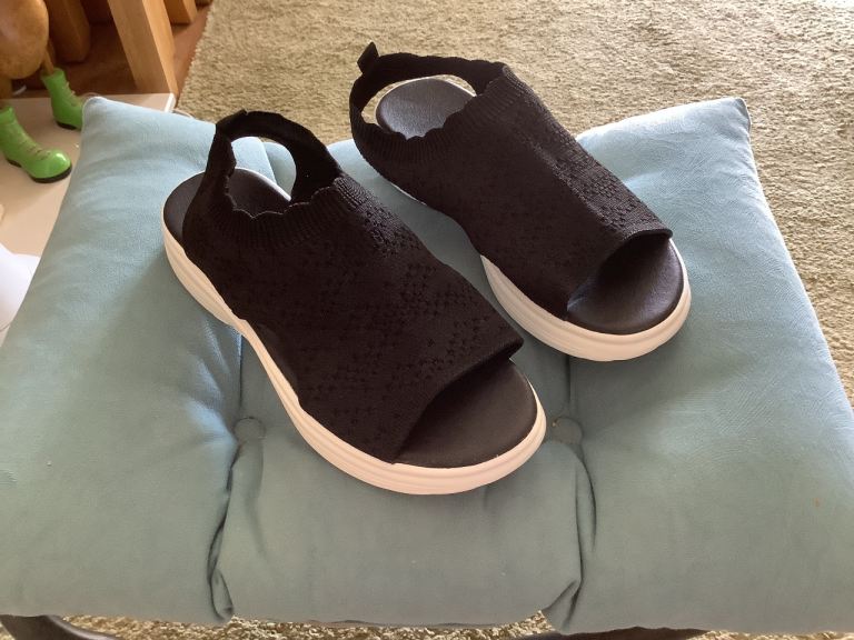 New Black Womens Sandals with White Soles
