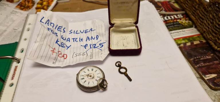 image for Collectible ladies silver fob watch and key