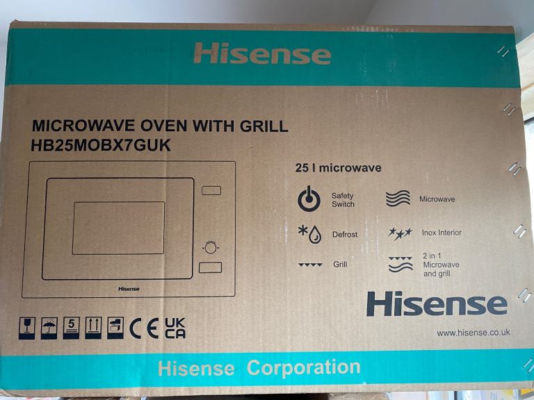 Hisense HB25MOBX7GUK Built-In Microwave with Grill, Black BRAND NEW