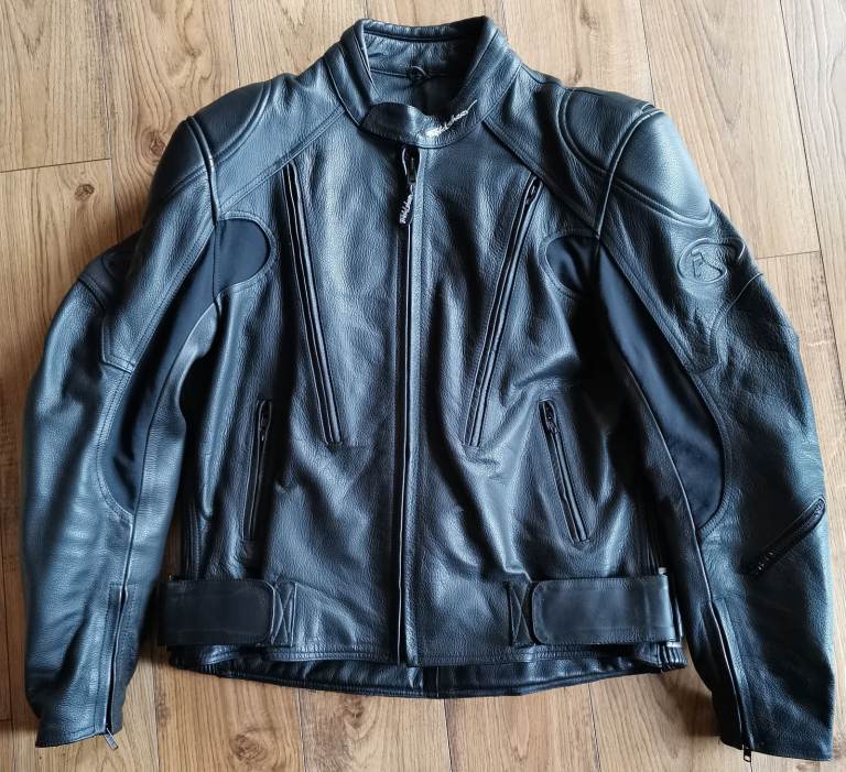 FIELDSHEER LEATHER MOTORCYCLE JACKET, SIZE LARGE