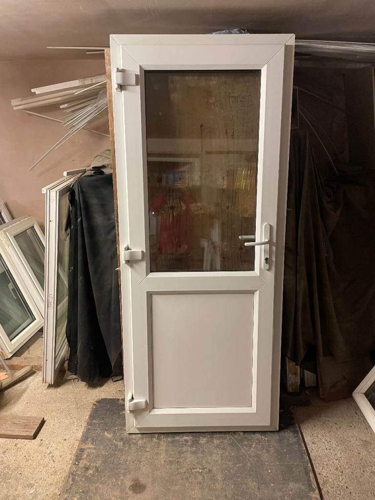 UPVC DOOR 205 x 85 cm - UPVC DOUBLE GLAZED DOOR - CLEAR TOUGHENED GLAZING (REF: DX209)