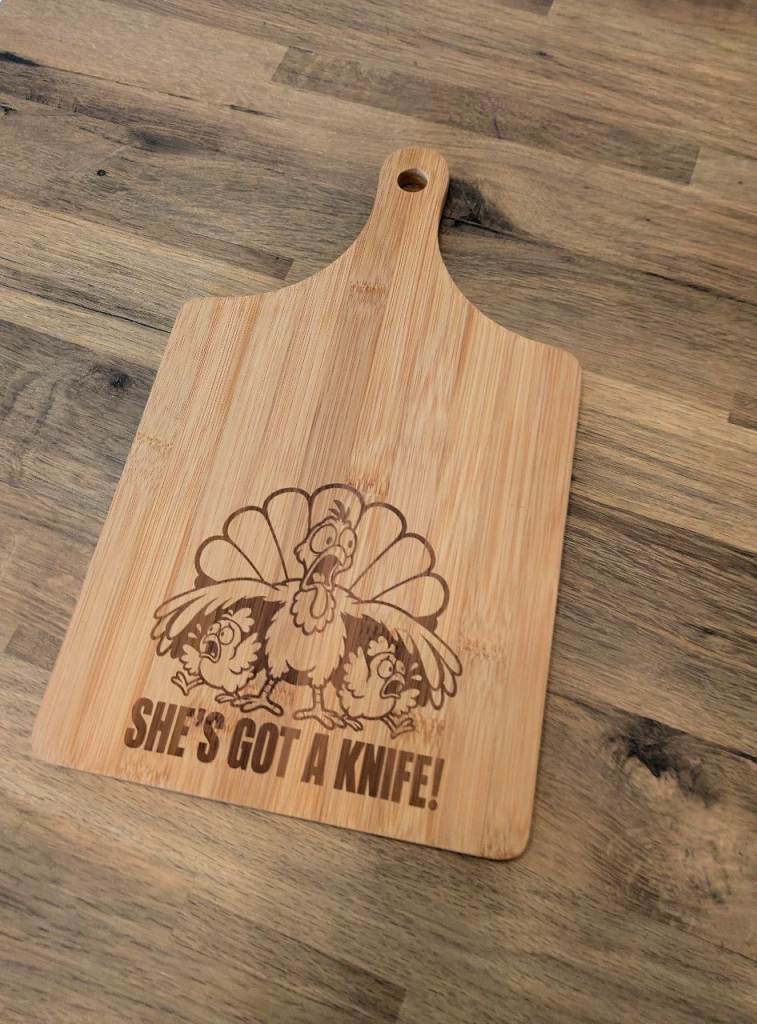 New Bamboo Chopping Board with Funny Turkey Engraving