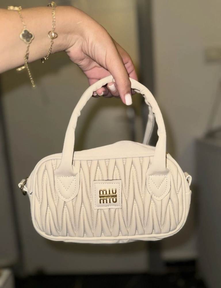 Miu Miu Matelassé Leather Arcadie Top-Handle Bag – Cream / Off-White
