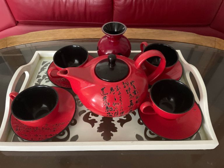 Red Handmade Foreign Tea Set 