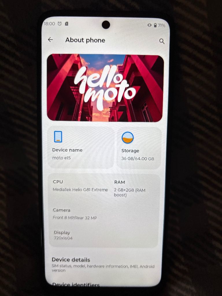 Motorola Moto E15 64GB Mobile Phone - Good Condition