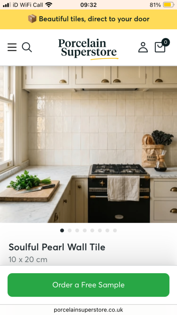 Porcelain Superstore Soulful Pearl Wall Tiles (10x20 cm) – Brand New