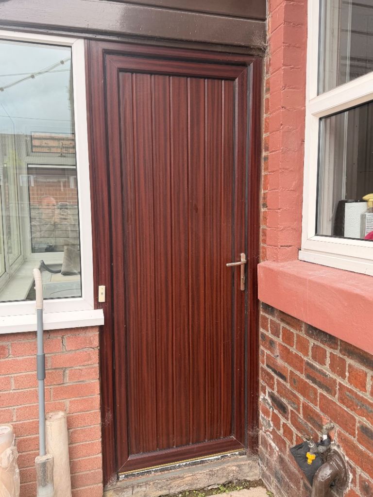Brown UPVC External Door with Frame – Good Condition