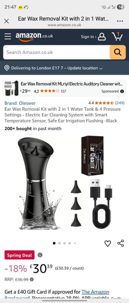 Ear Wax Removal Kit with 2 in 1 Water Tank & 4 Pressure Settings - Electric Ear Cleaning System w