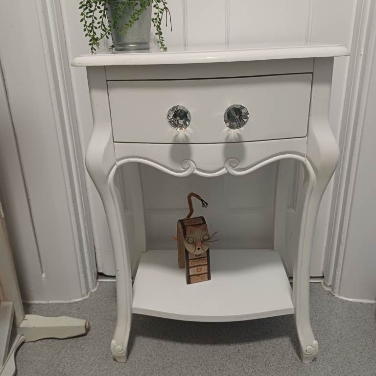 White Bedside Table with Drawer and Shelf