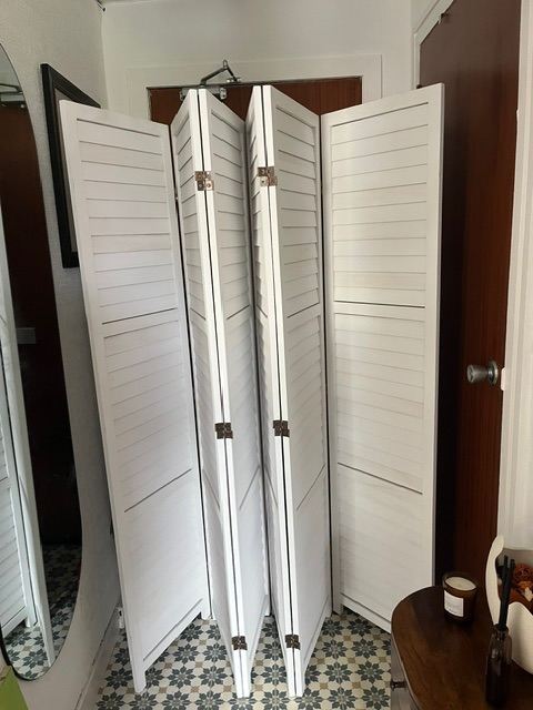 White Wooden Room Divider Screen - Good Condition