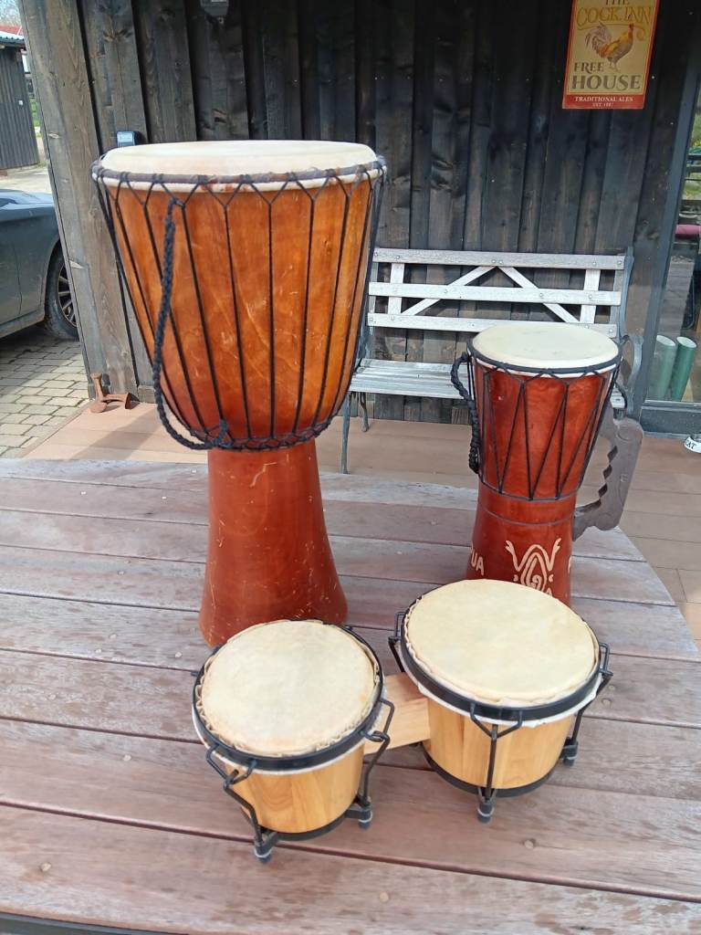 Job Lot of Djembe Drums and Bongo Drums
