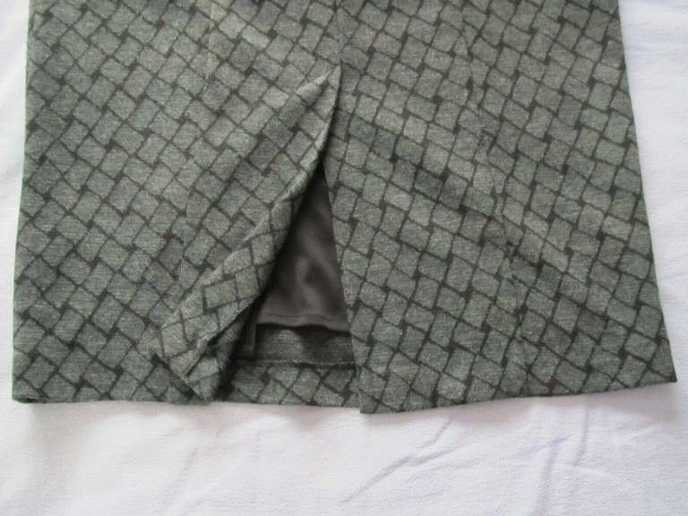 Dress in geometric square pattern in black and grey by Country Casuals.