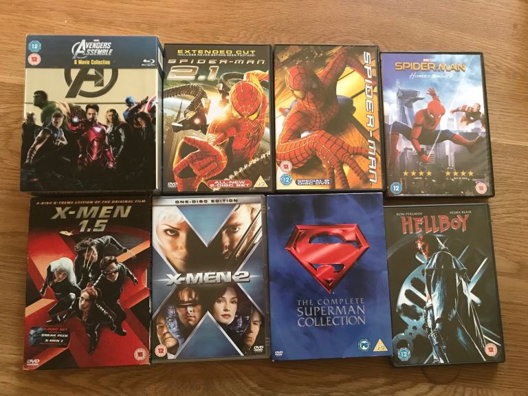Superhero Marvel / X-Men etc DVD / Blu-ray Bundle (inc 6 movie Avengers set & 4 film Superman set)