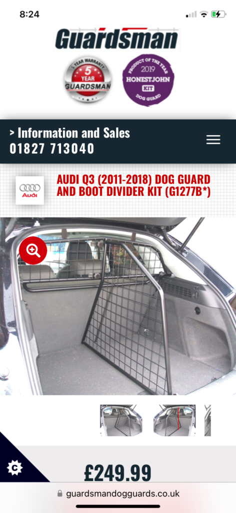 Audi Q3 dog guard and divider 