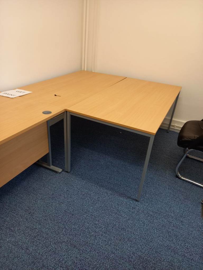 PLEASE READ DESCRIPTION - TEN USED DESKS AND ONE PEDESTAL OF DRAWERS - UNAVAILABLE AS OF 24.06.26