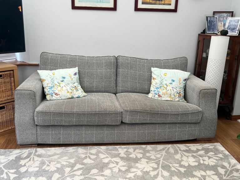 3 Seater and Armchair Grey Fabric 
