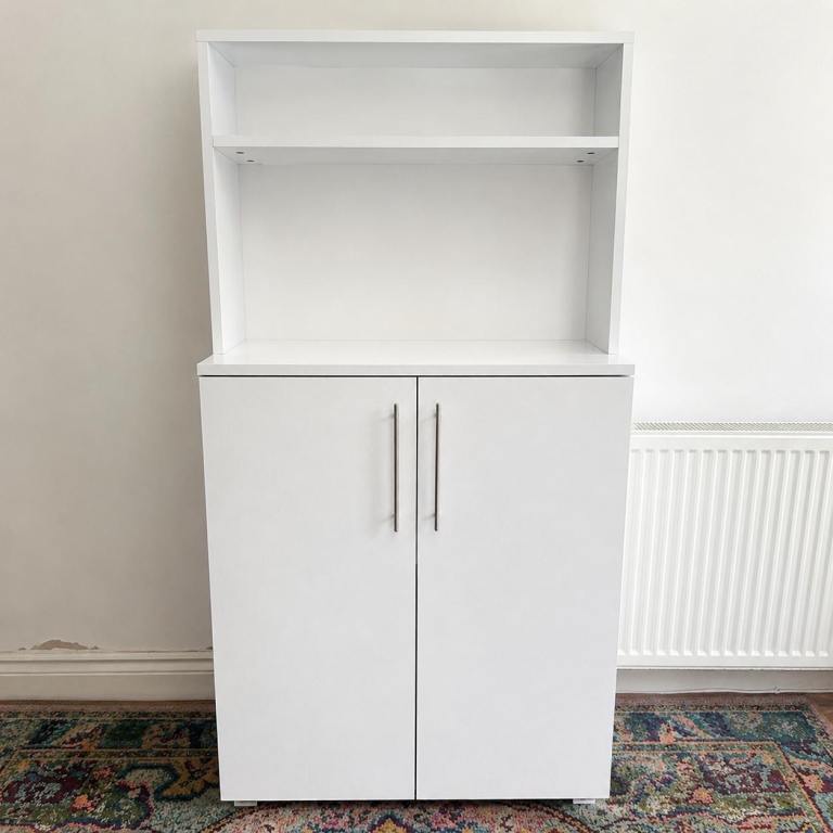 White Storage Cupboard with Shelves – Good Condition