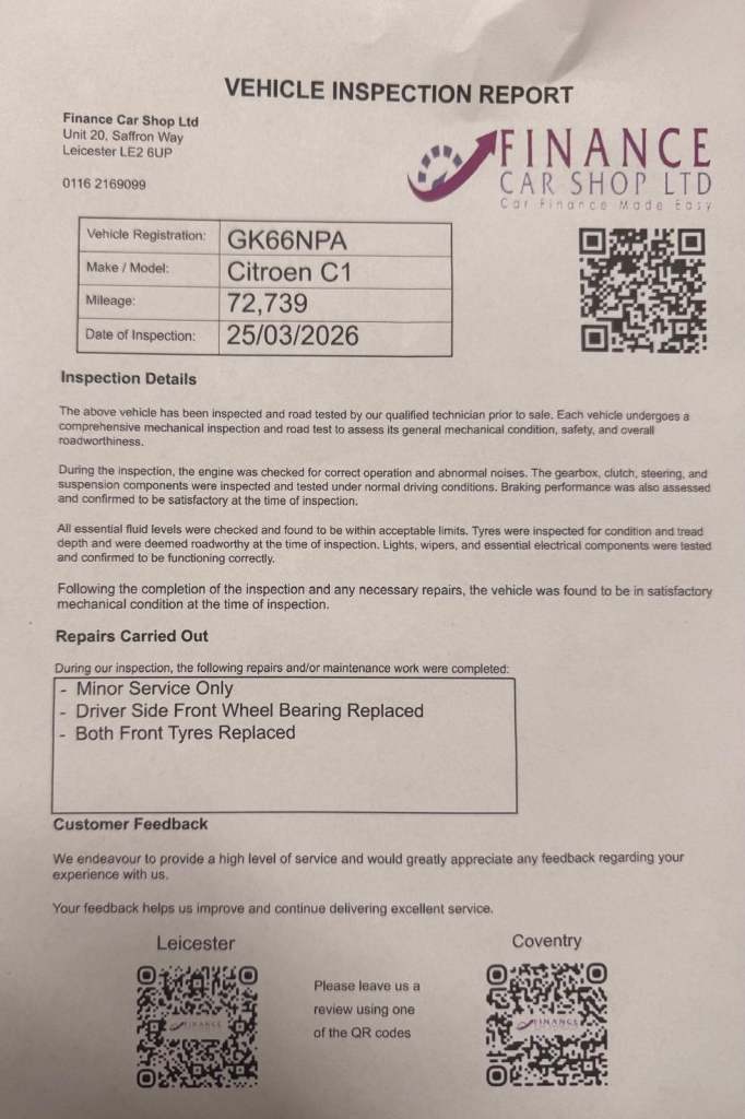 2016 Citroen C1 1.0 VTi Feel 5dr HATCHBACK PETROL Manual