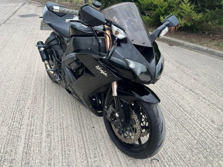 2008 08 KAWASAKI ZX 1000 ZX10 E8F NINJA ZX10R SPORTS BIKE BLACK STRAIGHT BARS