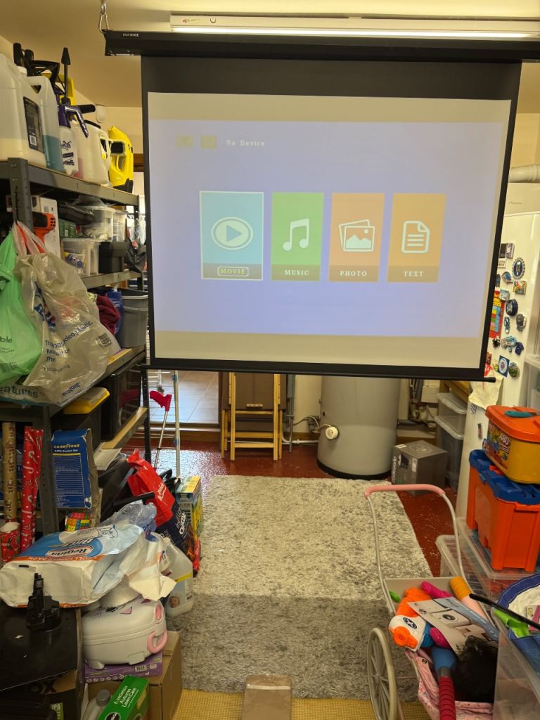 Electric projector screen with projector