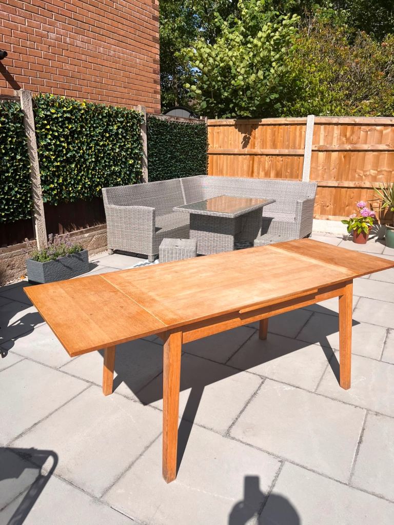 Wooden Extendable Dining Table with Two Chairs – Good Condition
