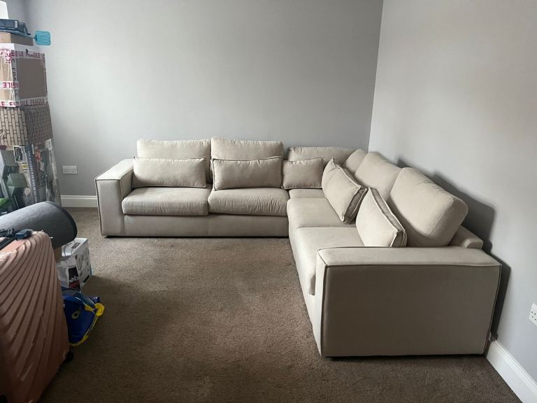 Large Beige Corner Sofa - Good Condition