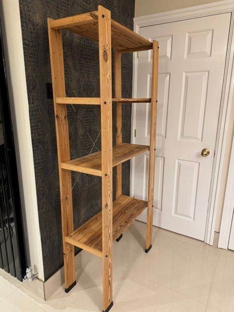 Solid Wood Tall Storage 4-Shelf Unit
