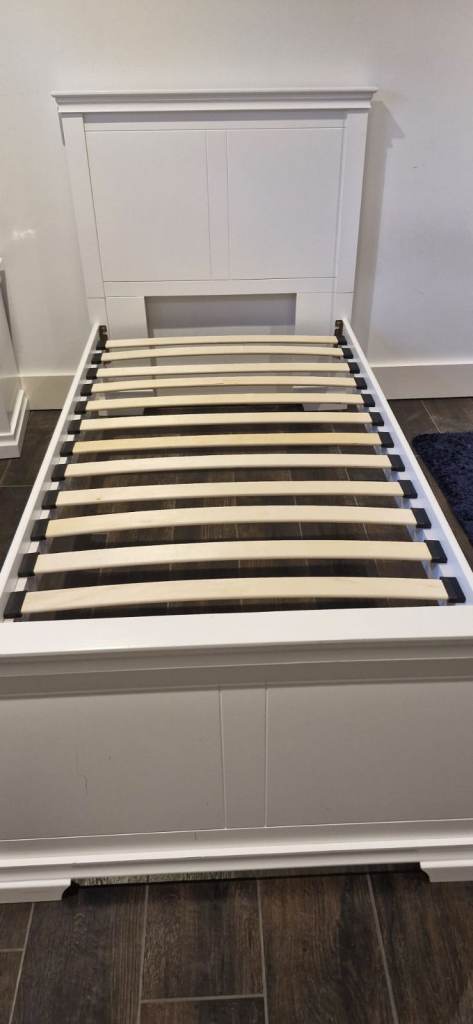 Time4Sleep Chateaux white wooden single bed frame 