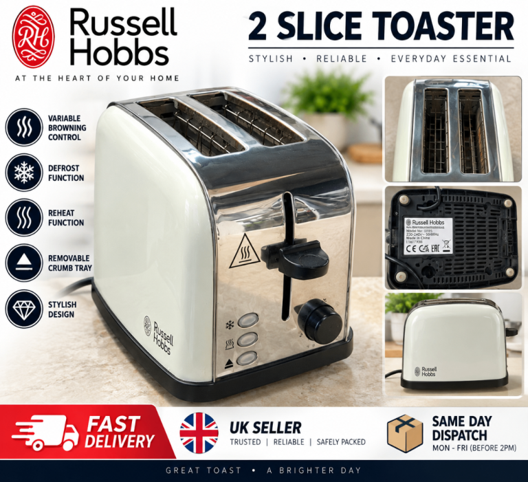 Russell Hobbs 2 Slice Toaster – Cream & Chrome