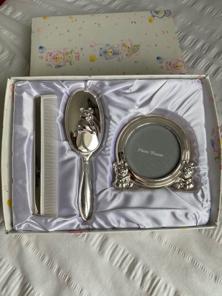 PMC International 6288 Silverplate Bear Brush, Comb & Photo Frame Set
