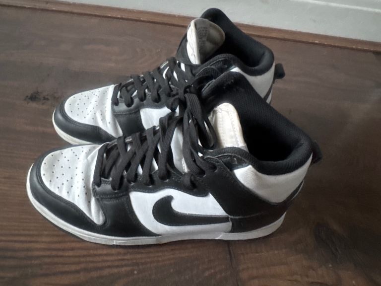 Nike Dunk High High Top Black White Colorblock Leather Sneakers size 6