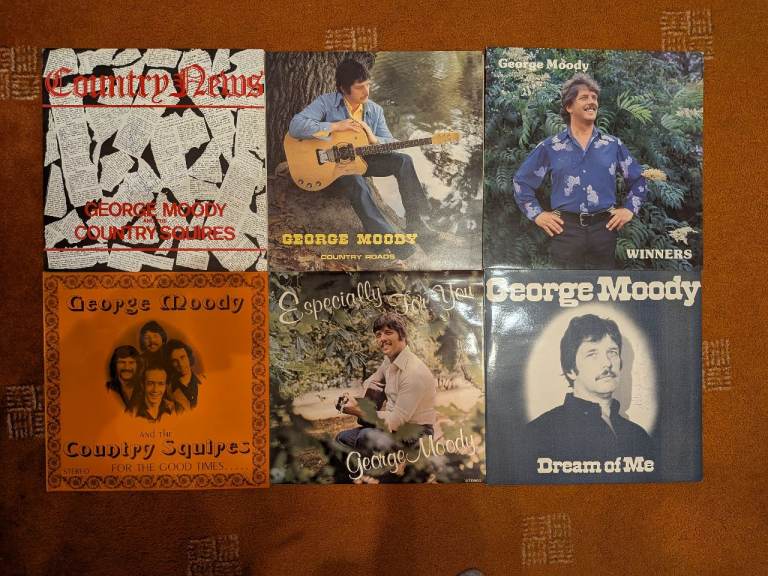 George Moody Country Music Vinyl Record Collection - 6 Albums (some signed)