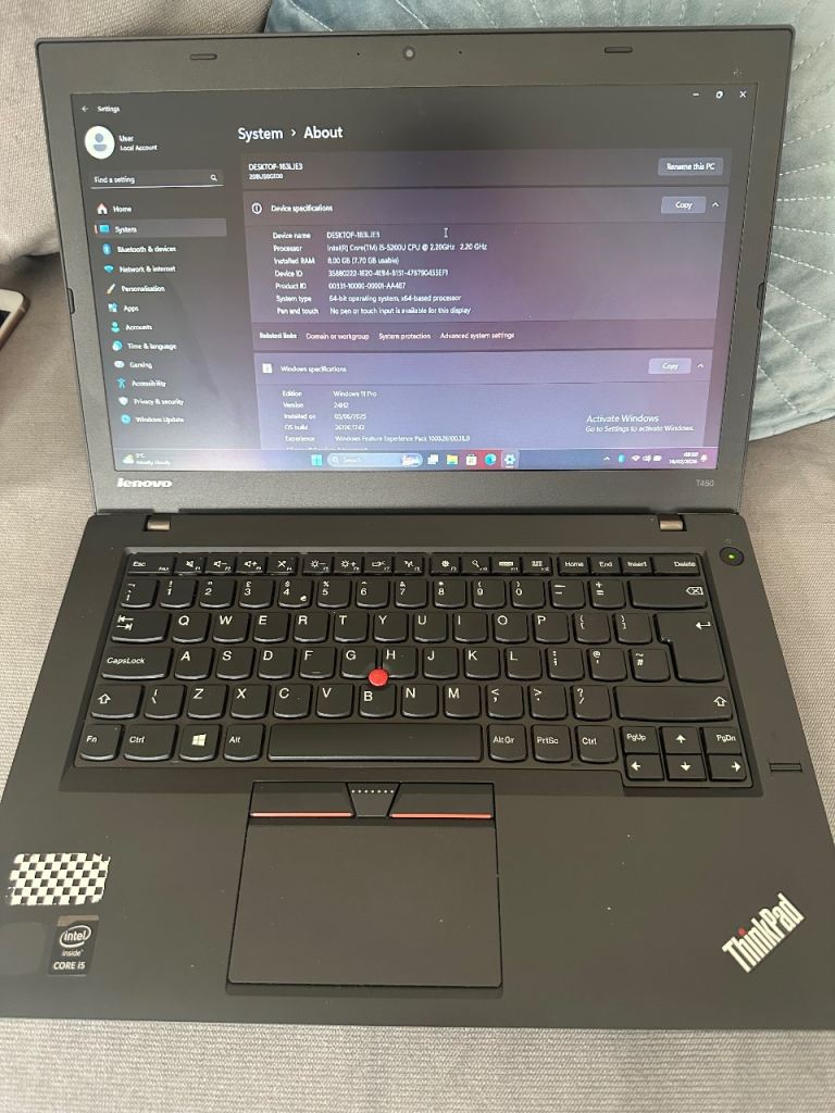 Lenovo thinkpad laptop 14inch i5 8gb ram 500gb windows 11 