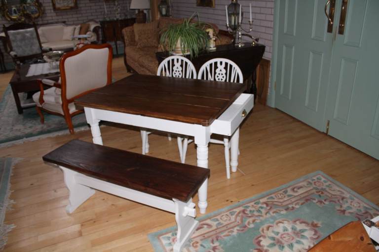 Beautiful very old table ,chairs and bench