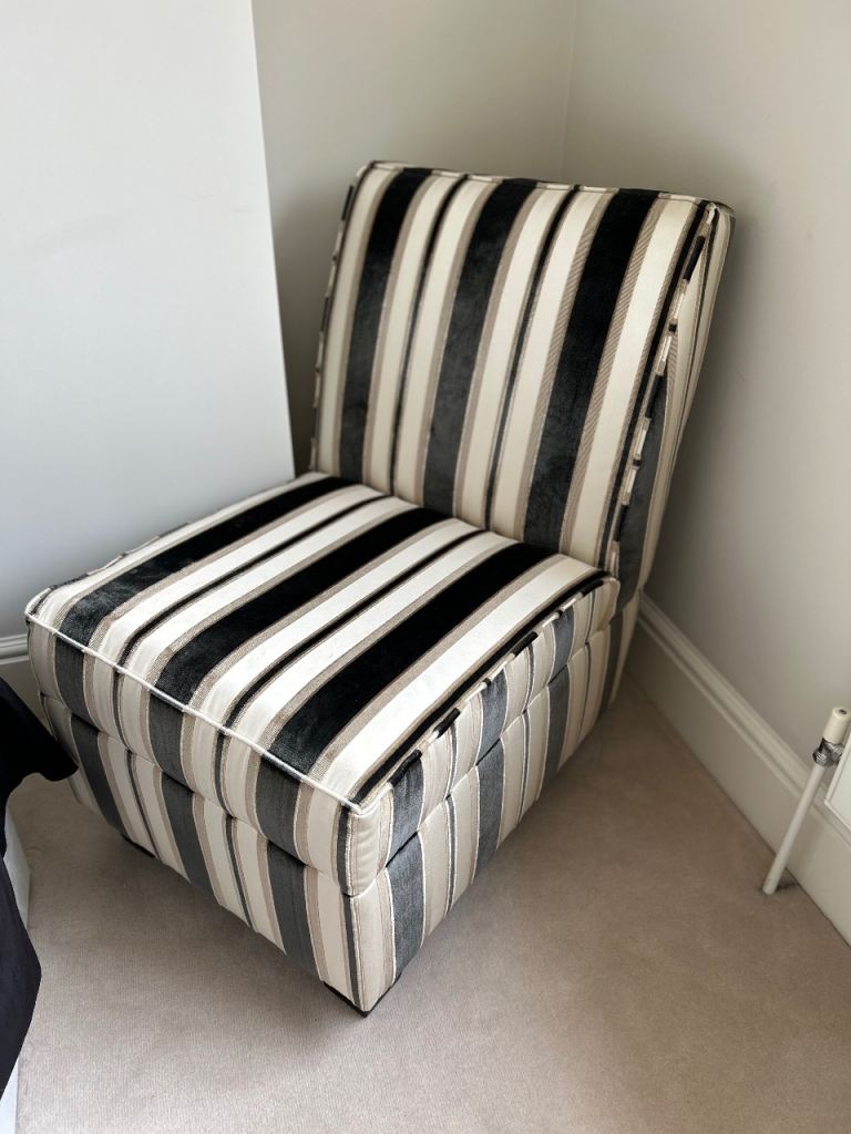 Andrew Martin Carla custom slipper chair stripey upholstered 