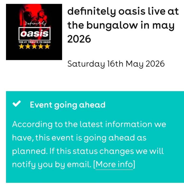 Definitely Oasis 2 tickets 16 may Paisley