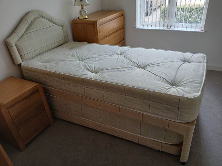 Single Bed with trundle bed, Headboard and Mattress –