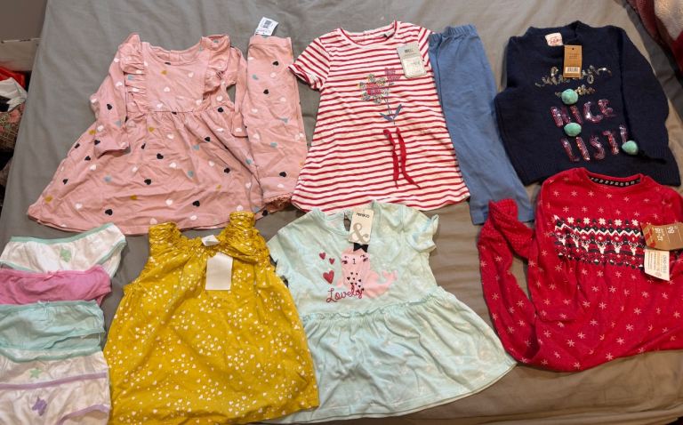Kids Clothing Bundle – Dresses, Tops, Leggings, and Underwear, All New