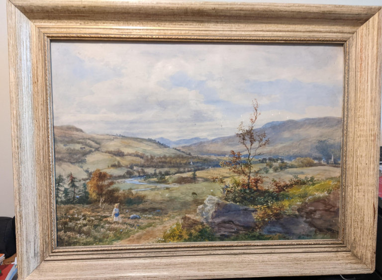 james caw scottish artist  painting watercolour large landscape