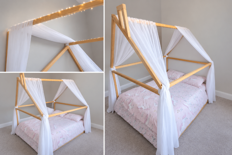 Wooden House Bed Frame with Canopy – As Good As New