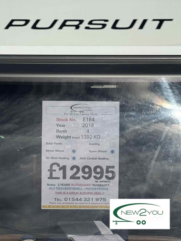 2018 Bailey Pursuit 530/4 - 4 Berth- FIXED BED Caravan - STOCK NO E184