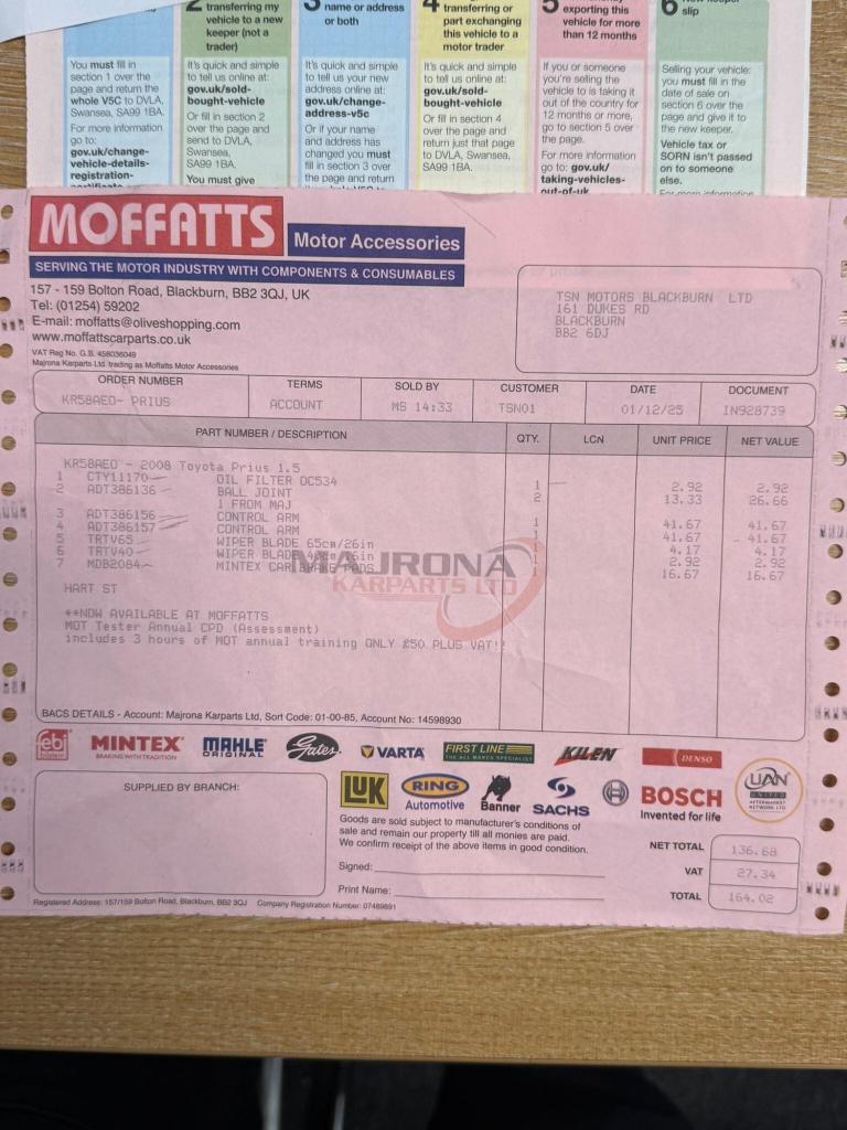 2009 Toyota Prius 1.5 VVTi T3 Hybrid 5dr CVT Auto HATCHBACK PETROL/ELECTRIC Automatic