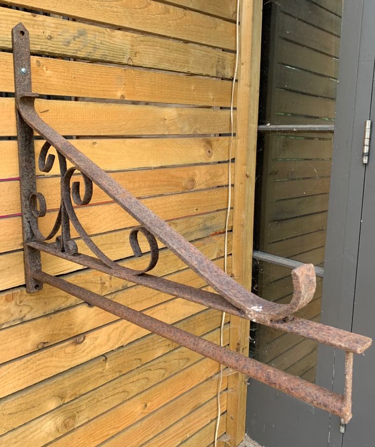image for Antique Vintage Wrought Iron Black Smith Made Pub Swing Sign Bracket