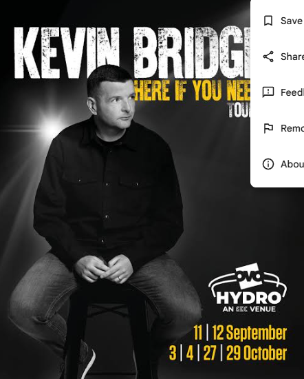 2x Kevin Bridges Tickets for tonight at the Hydro Floor Seats 008 £100 each 