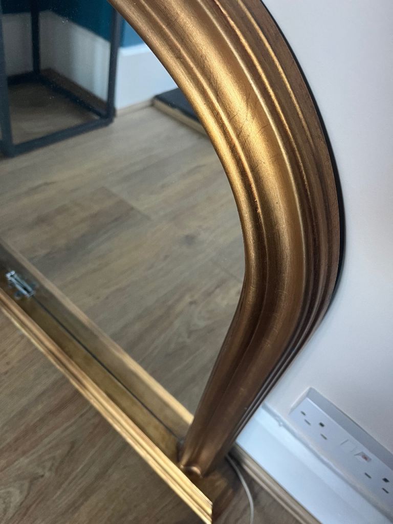 Gold Arched Mantel Mirror – Good Condition