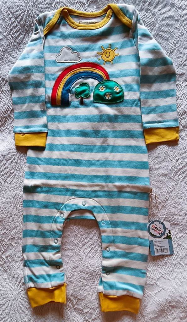 BNWT NEW FRUGI Baby Grow Ocean Stripe Rainbow Sunshine Stripe Charlie Romper Suit 12-18 Month